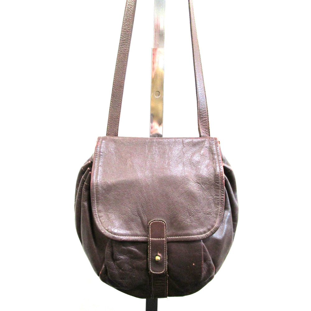 Vintage Ronay Medium Sz. Brown Leather Flap Saddle Shoulder Bag